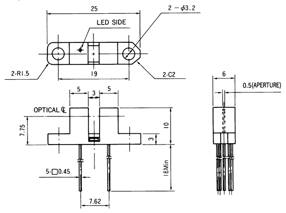 光電傳感器（光學(xué)傳感器）OJ-1401尺寸規(guī)格