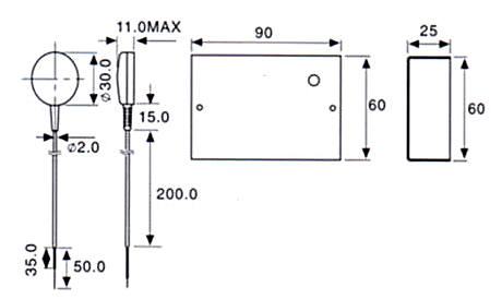 AD-5玻璃破碎探測(cè)器(震動(dòng)探測(cè)器/振動(dòng)報(bào)警器)尺寸規(guī)格